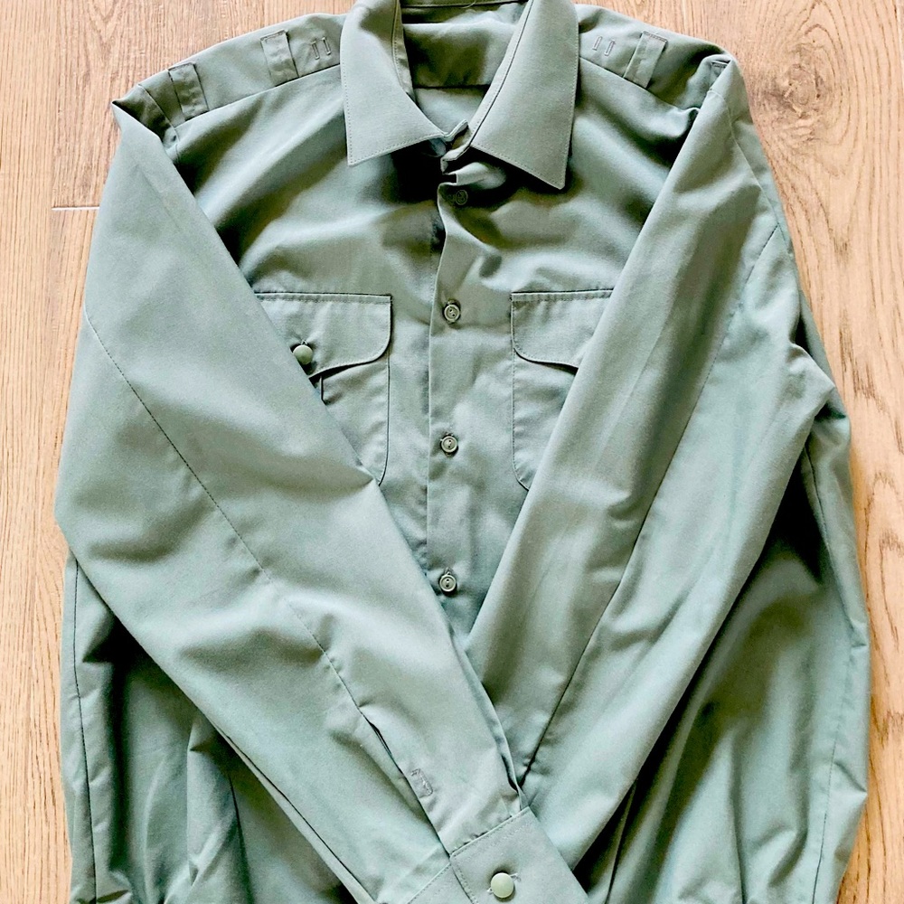 Military Army Olive Button Up Shirt |with pilotka